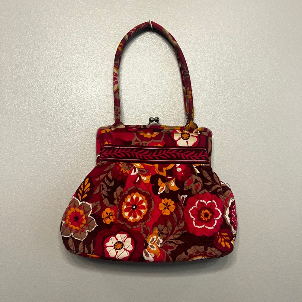 Vera Bradley Symphony in Pink Quilted Cotton Kisslock Frame Handbag Floral